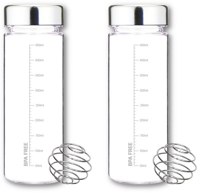 위드 쉐이커보틀 눈금물병 트라이탄 메탈캡, 2개, 실버, 500ml