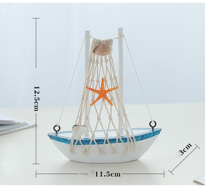 까마느 지중해 스타일 보트 장식품 사진 소품 장식 인테리어, 흰색 낚시 그물