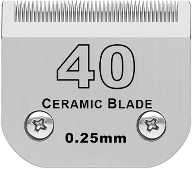 탈착식 애완견 그루밍 클리퍼 세라믹 블레이드 Andis 사이즈 10 컷 길이 1.5mm(1/16인치) Oster A5 Wahl KM10 시리즈 클리퍼와 호환 가능, 40# 0.25mm, Silver