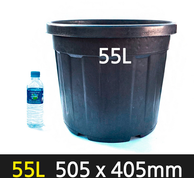 순희농장 HDPE 노지 원형화분 55L 블랙 505 x 405mm, 검정, 1개