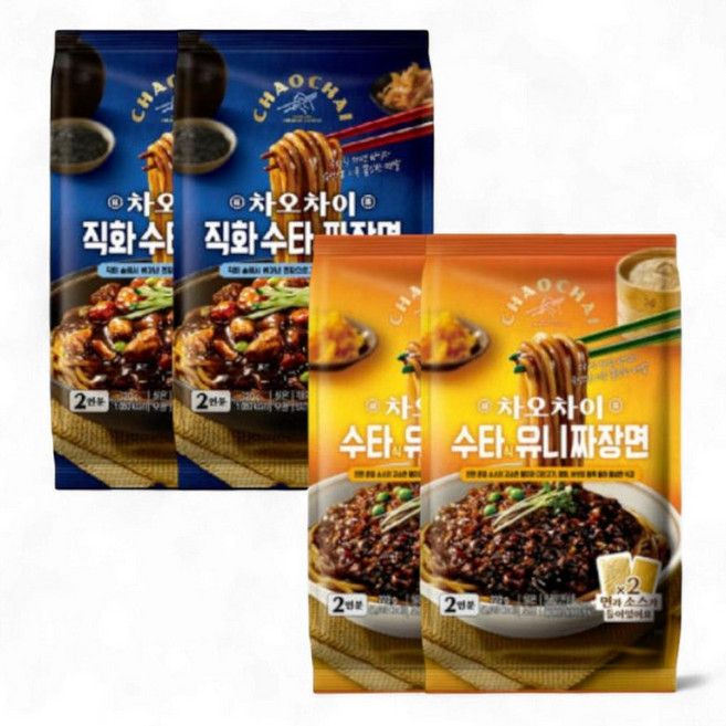 샘표 중식 짜장맛집 간식 차오차이 직화 수타식 짜장면2+유니짜장면2 720g 4개