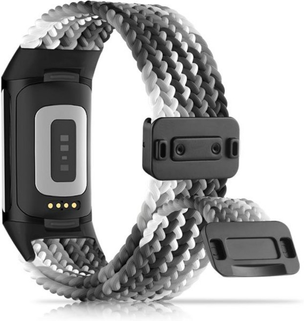 자석 꼬임 나일론 호환 Fitbit Charge 6 밴드 5 여성 남성용 부드럽고 스포츠 신축성 통기성 스트랩 교체 손목밴드 6Charge, 검정 초콜릿