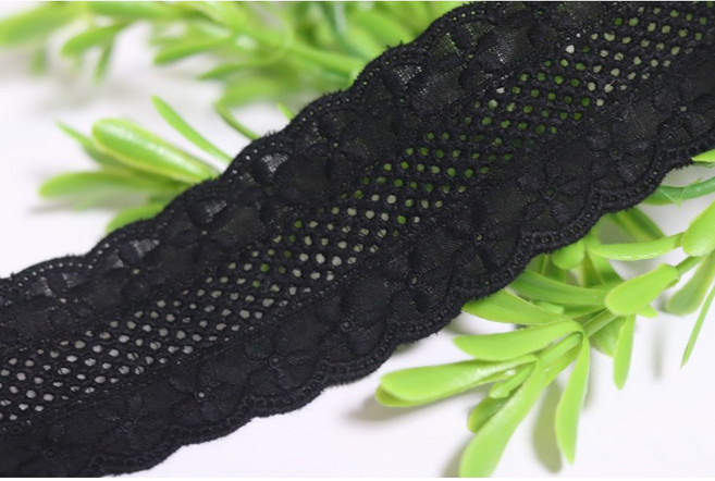 참보부상 벌집 코스모스 4색 폭4.3cm 면 레이스 원단 인테리어 부자재 의류, 1개, 블랙