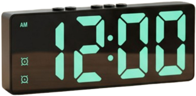 지아플랜 슬림 포인트 LED 미러 탁상시계, 블랙