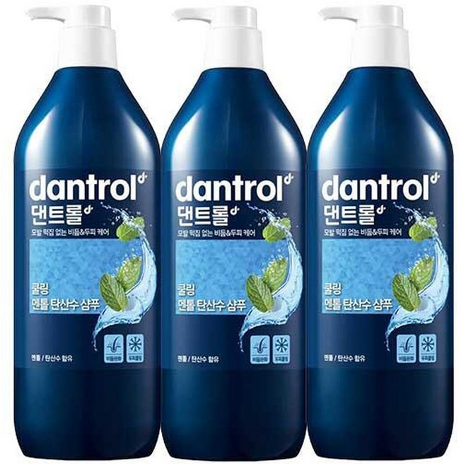 댄트롤 비듬두피 샴푸 쿨링멘톨탄산수, 3개, 820ml