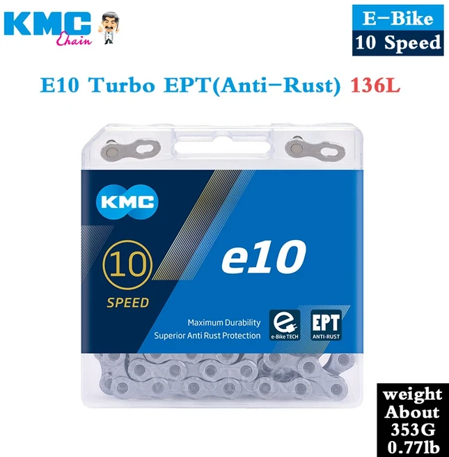 자전거 체인 스프라켓 KMC E10E11 EPT 전자 자전거 10 11 체인 136 링크 MTB 도로 s 누락 녹, 03 KMC e10, 1개