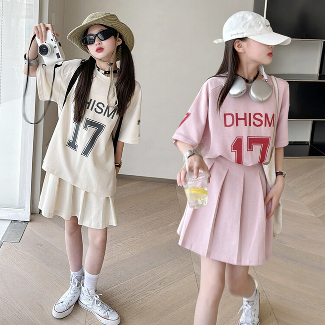 주니어 여아 초중생 반팔티 차마 상하세트 SW-5182