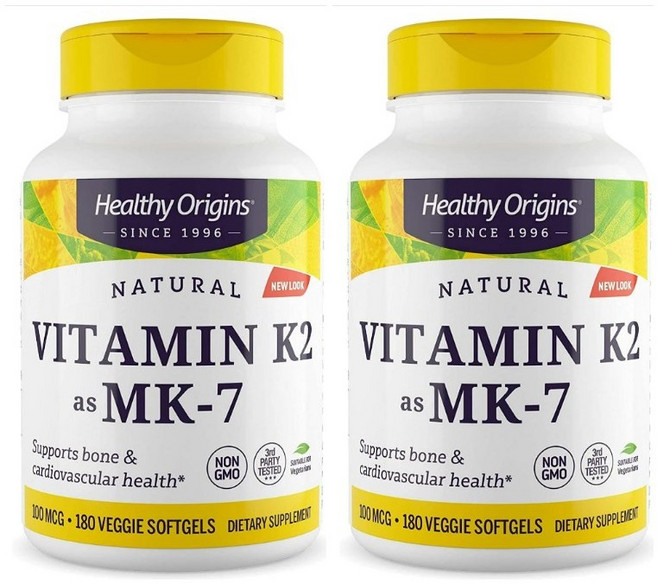 Healthy Origins 내추럴 비타민 K2 MK-7 100mcg 베지 소프트젤, 180정, 2개