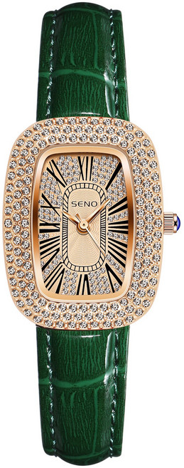 여성용 시계 큐빅 방수 쿼츠 시계 케이스 밴드