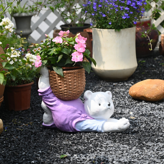 정원 꾸미기 인테리어 소품 - 요가하는 북극곰, [진보라색] 북극곰 아기