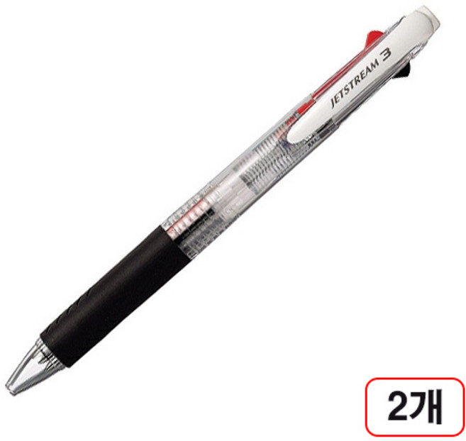 제트스트림 3색볼펜(SXE3-400/0.7mm), 투명, 2개