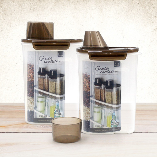 락앤락 도어포켓 잡곡통 2kg 브라운, 2개