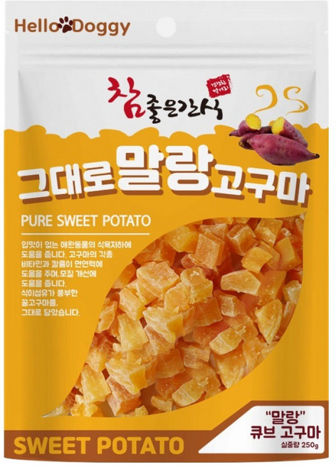 헬로도기 강아지 참좋은간식 그대로 말랑 고구마 큐브 간식, 250g, 1개