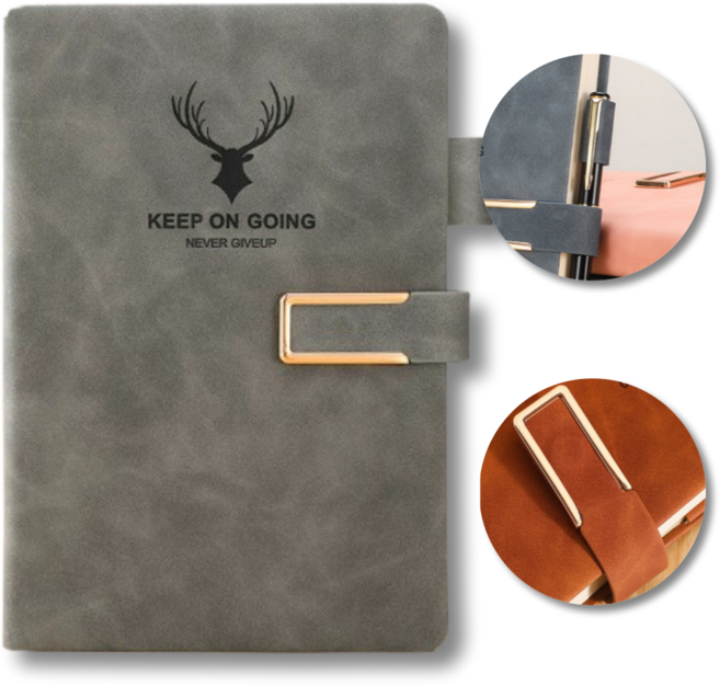 데일리퍼블릭 업무용 만년 고급 가죽 버클 다이어리, 그레이