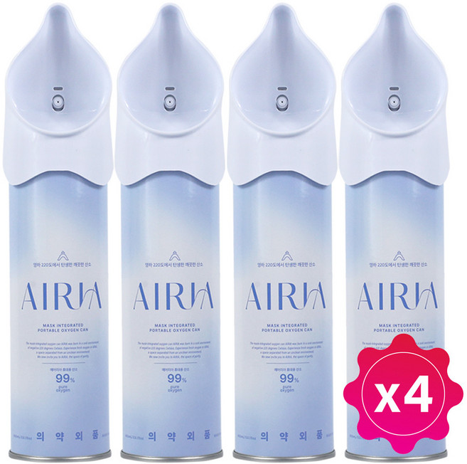 에어리아 휴대용 산소캔 816ml 4개 의약외품 산소통 가정용 산소호흡기