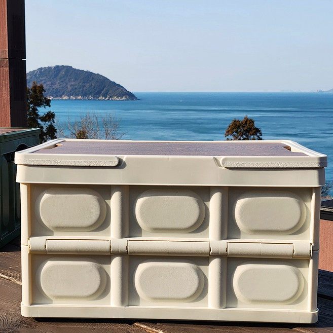 캠핑 폴딩박스 우드상판 테이블, 1개, 화이트