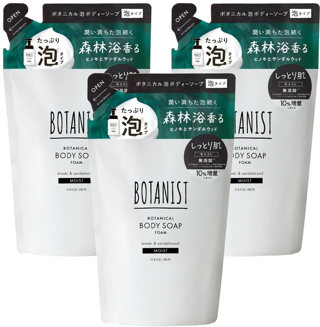 보타니스트 보태니컬 바디 솝 모이스트 폼 타입 히노키 & 샌달우드 향 리필용, 3개, 440ml - 쿠팡