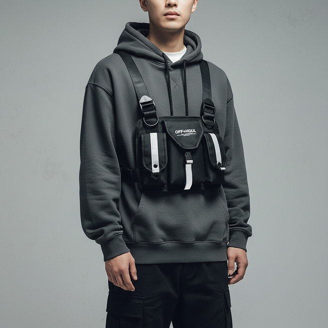 반사 블랙 러닝 조끼 가방 체스트백