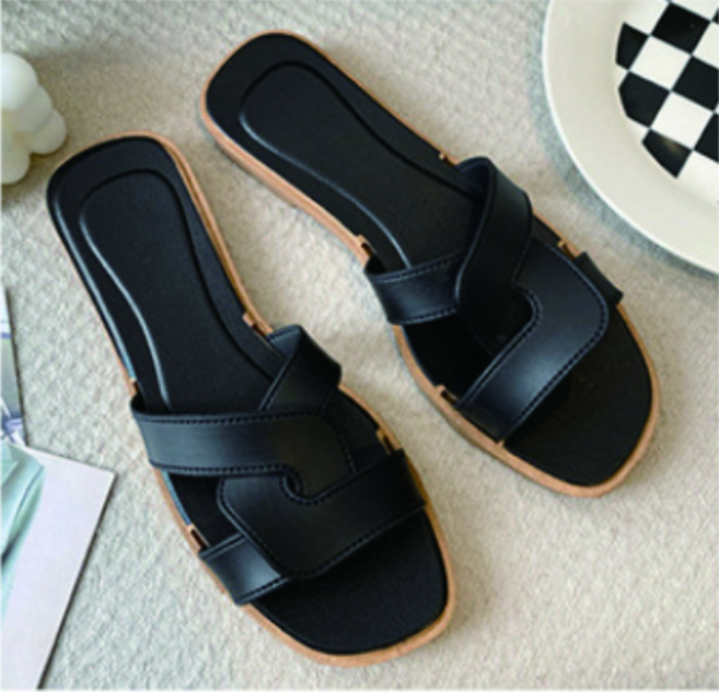 스웨이드 크로스 슬리퍼 샌들