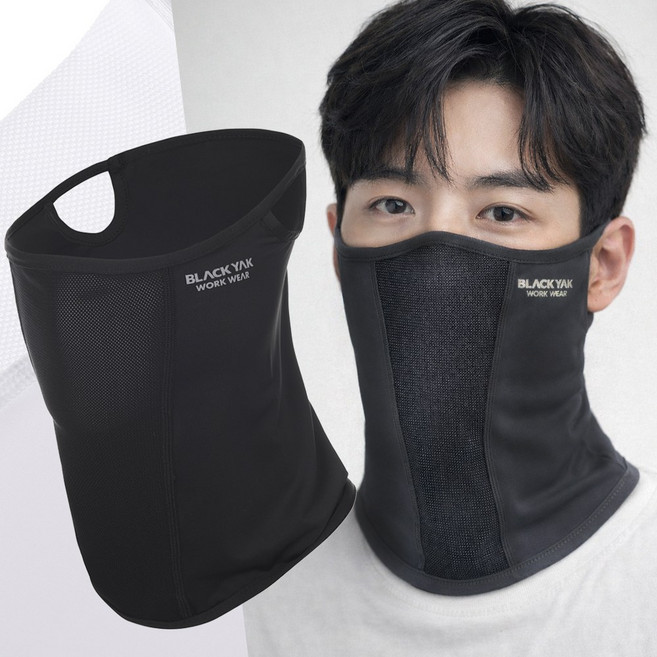 NEW 블랙야크 에어홀 자외선차단마스크 1+1 CBYS1XU905, 1개, 블랙+블랙