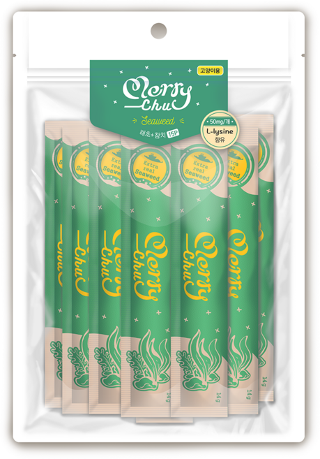 네츄럴코어 짜먹는 고양이간식 메리츄 15p, 1개, 210g, 해초+참치