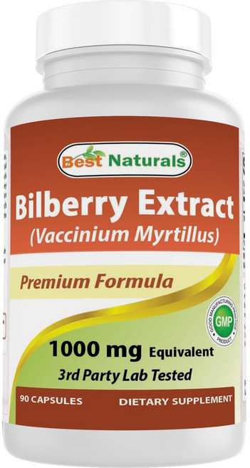 베스트 내추럴스 빌베리 추출물 1000mg 90캡슐, 1개, 90정