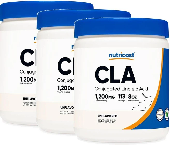 뉴트리코스트 씨엘에이 공액리놀레산 1200mg 파우더 Nutricost CLA, 분말, 227g, 3개 - 쿠팡