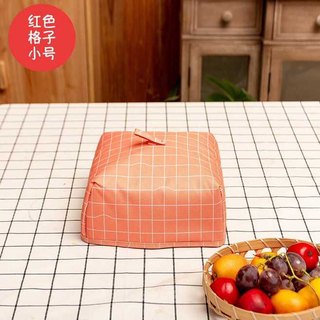 折疊保溫防蠅飯菜罩 小號 【21×21×高11cm】, 1個, 紅色格子,小號  【21×21×高11cm】
