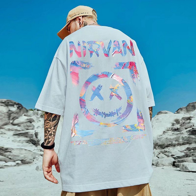 歐北潮流 棉質 落肩款 五分袖T恤 M-8XL 大尺碼 潮牌 男生