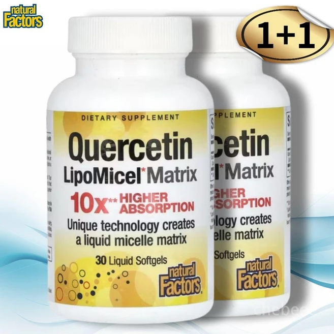 네추럴 팩터스 케르세틴 리포미셀 매트릭스 액상 소프트젤 Quercetin LipoMicel Matrix, 30정, 2개 - 쿠팡