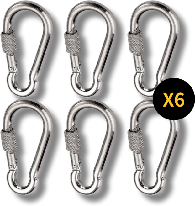 아이맥스몰 스텐 잠금비너 고급 카라비너 스크류비너 6p 서스 sus 304, 6개, silver