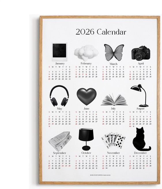 2026년 달력 감성 오브제 포스터 캘린더 인테리어 액자 - 10. 블랙 달력