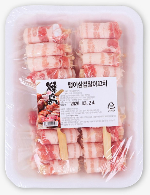 오지상구루메 에노코마키(팽이삼겹꼬치) 440g내외 (55gx8EA) 캠핑 수제꼬치, 1개, 440g