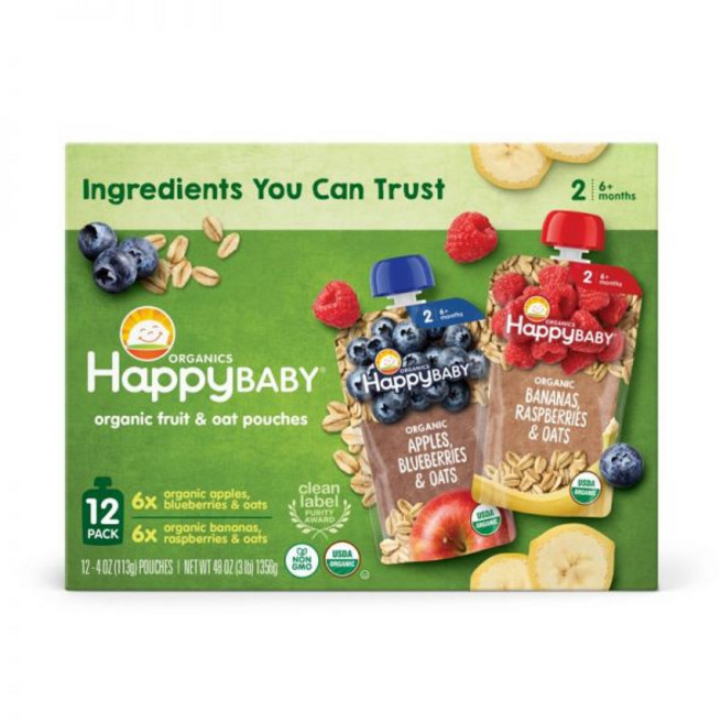 해피 베이비 오가닉스 과일 채소 파우치 4온스 12개입