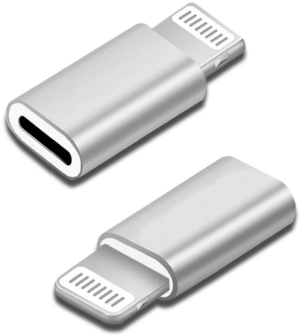 Type-C(母)轉蘋果Lightning 8pin(公)轉接頭 輕巧便攜 即插即用 完美兼容蘋果設備, 極光銀, 1個, 1cm