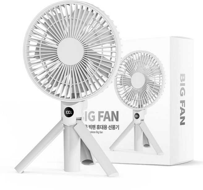 오브셀 휴대용 선풍기 초강력 무소음 빅팬 SDOB-200, 화이트, SDOB-200WH