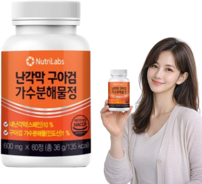 HACCP 인증 난각막 구아검 가수분해물 녹색입홍합 식용해조분말, 60정 1개