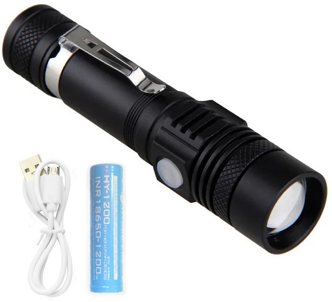 T6 led 후레쉬 자전거 충전식 미니 후레쉬 라이딩전조등 서치라이트, 1개