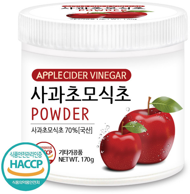 푸른들판 국산 사과 초모 식초 분말 가루 애플 사이다 비니거 파우더 자연 발효 HACCP 인증, 170g, 1개