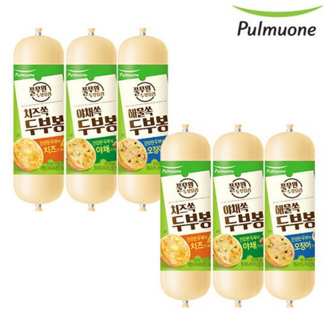 [풀무원] 두부봉 야채+치즈+해물 각2개씩(총6개), 1개, 180g