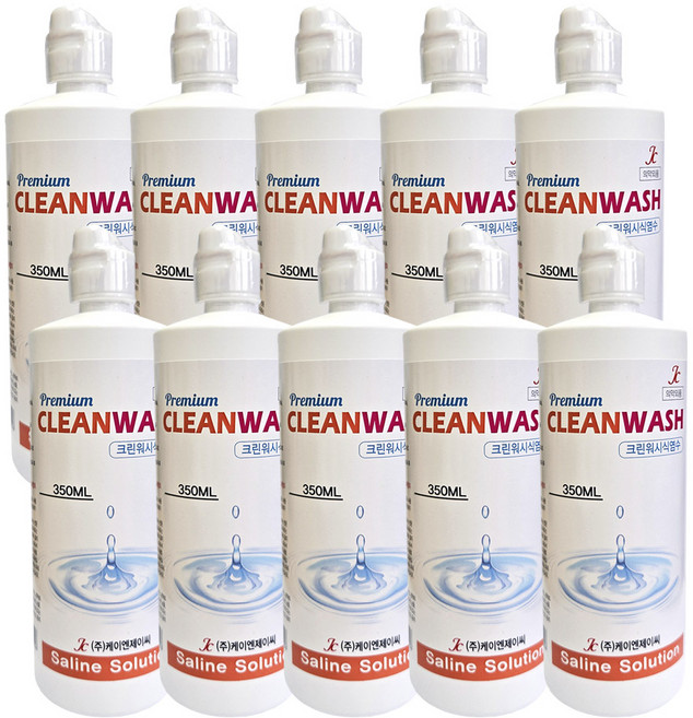 크린워시 렌즈 식염수 프리미엄식염수 렌즈세척액 렌즈세정액 렌즈용액, 10개, 350ml
