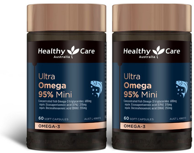 Healthy Care Ultra Omega 95% Mini 迷你魚油膠囊, 2個, 2罐120顆, 60顆
