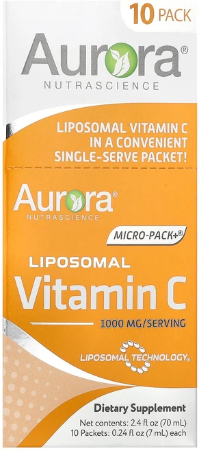 Aurora Nutrascience Micro-Pack+® 리포소말 비타민C 10팩 각 7ml(0.24fl oz) Nutrascience (오로라 뉴트라사이언스), 1개, 70ml - 쿠팡