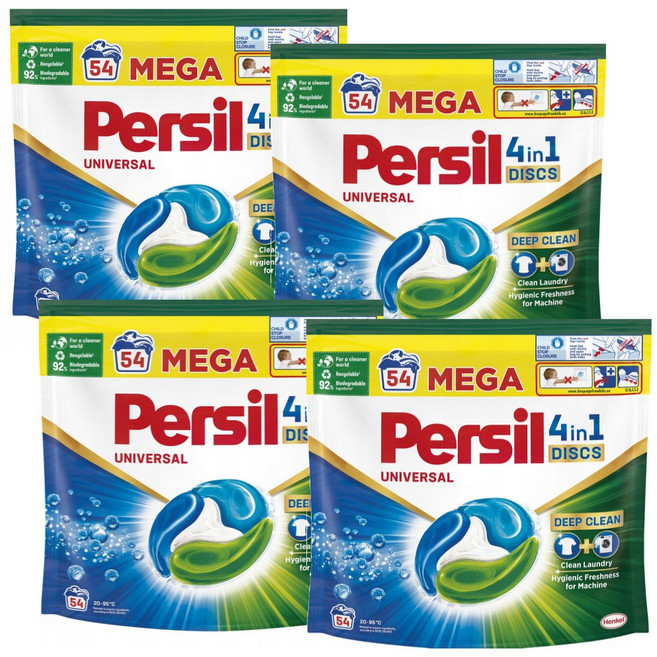 퍼실 딥클린 플러스 4in1 세탁 캡슐 세제 디스크 유니버셜 216개입, 1개