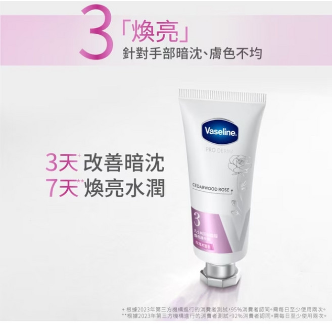 VASELINE 凡士林 菸鹼醯胺煥亮 護手霜, 1個, 玫瑰木質香37ml-2027.10