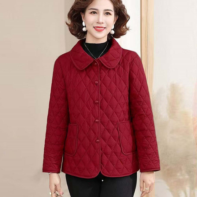 TKX 중년 여성 겨울 클래식 패딩점퍼 간편한 패셔너블한 자켓 할머니 옷 카라넥
