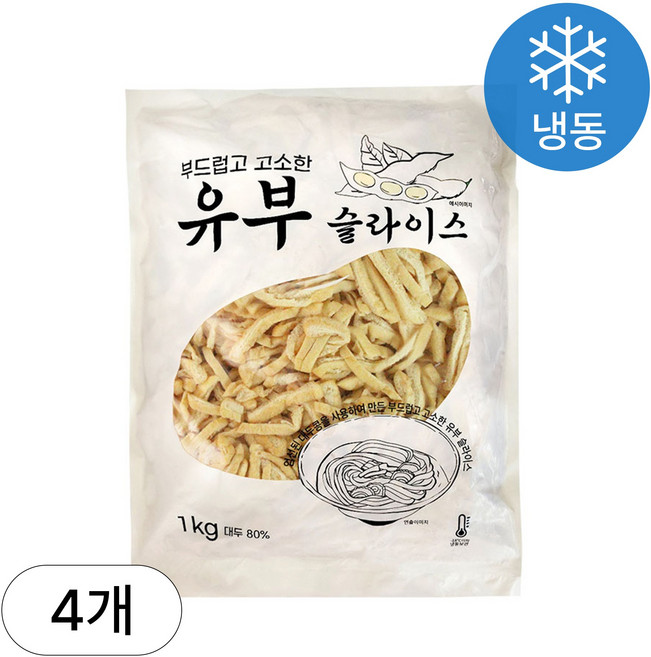 [인생건어물] 유부 슬라이스1kg 4봉 밀키트 대용량 업소용, 4개, 1kg