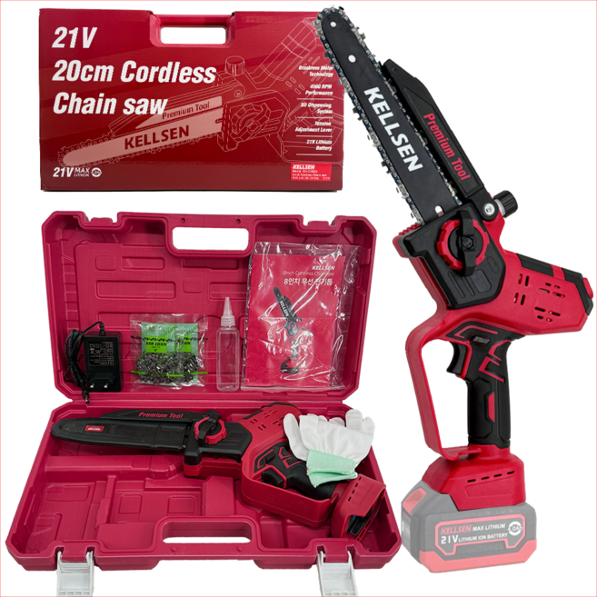 켈슨 충전식 8인치 무선 전기톱 베어툴(배터리X), 1개