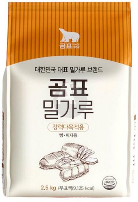 강력 밀가루 강력분 빵 피자 도우 식빵 반죽 2.5kg nod*729ZG, 1개