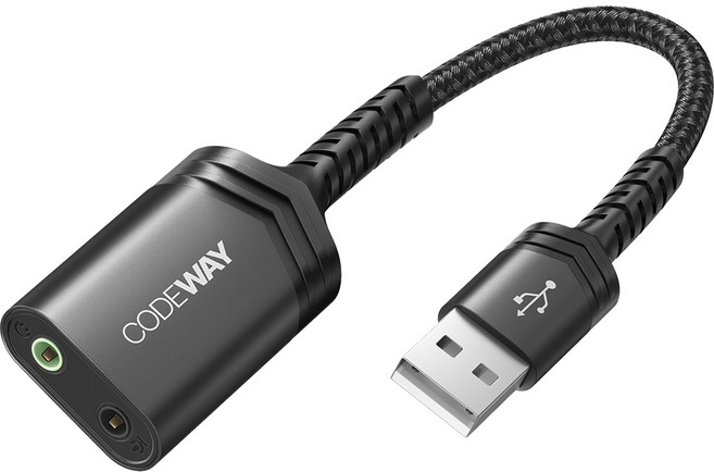 코드웨이 마이크 이어폰 분배기 USB타입 외장형 사운드 카드, 1개